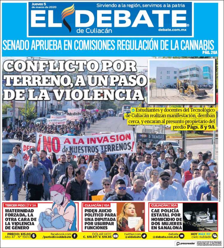 Portada de El Debate de Culiacán (M&eacute;xico)