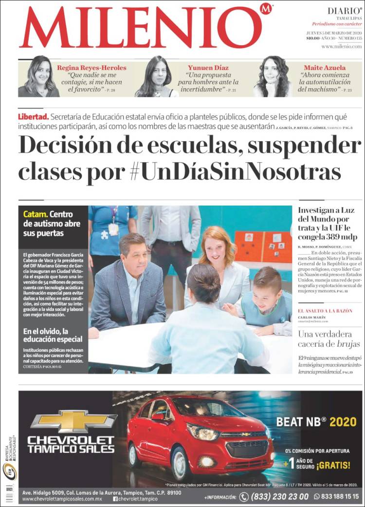 Portada de Milenio - Tamaulipas (M&eacute;xico)