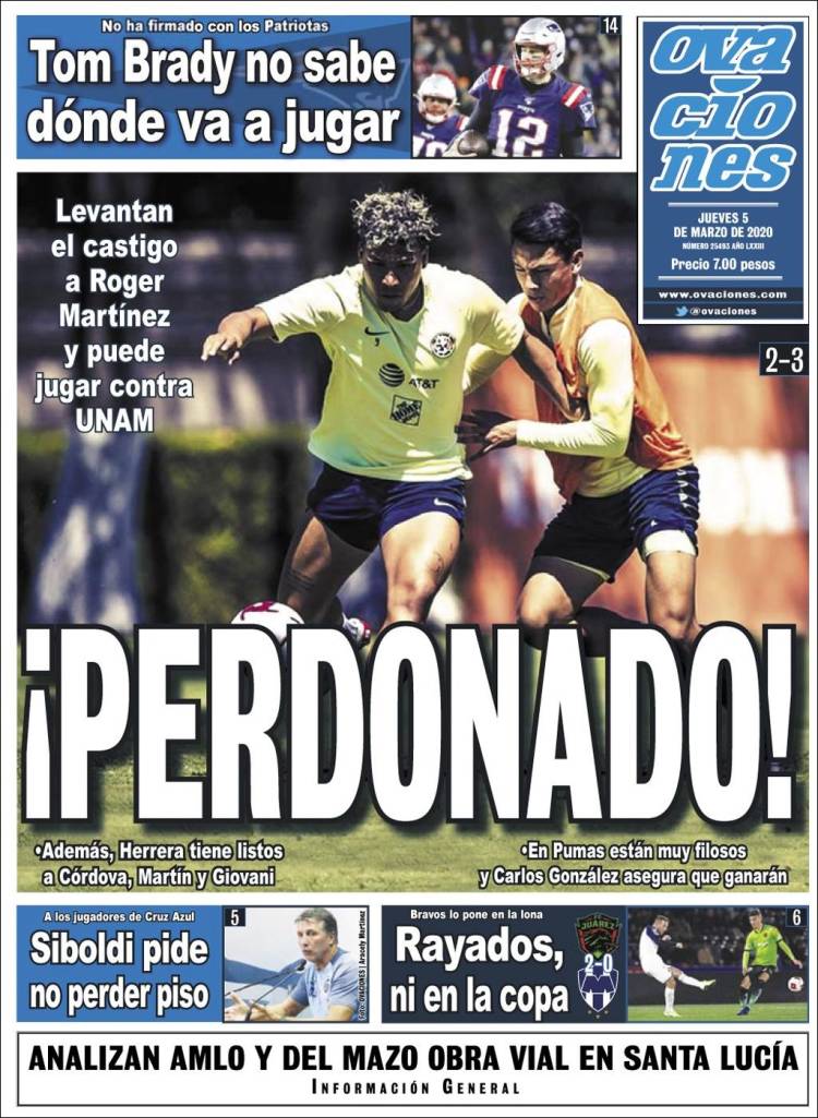 Portada de Ovaciones (M&eacute;xico)