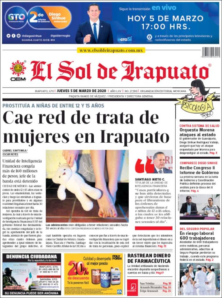 Portada de El Sol de Irapuato (M&eacute;xico)