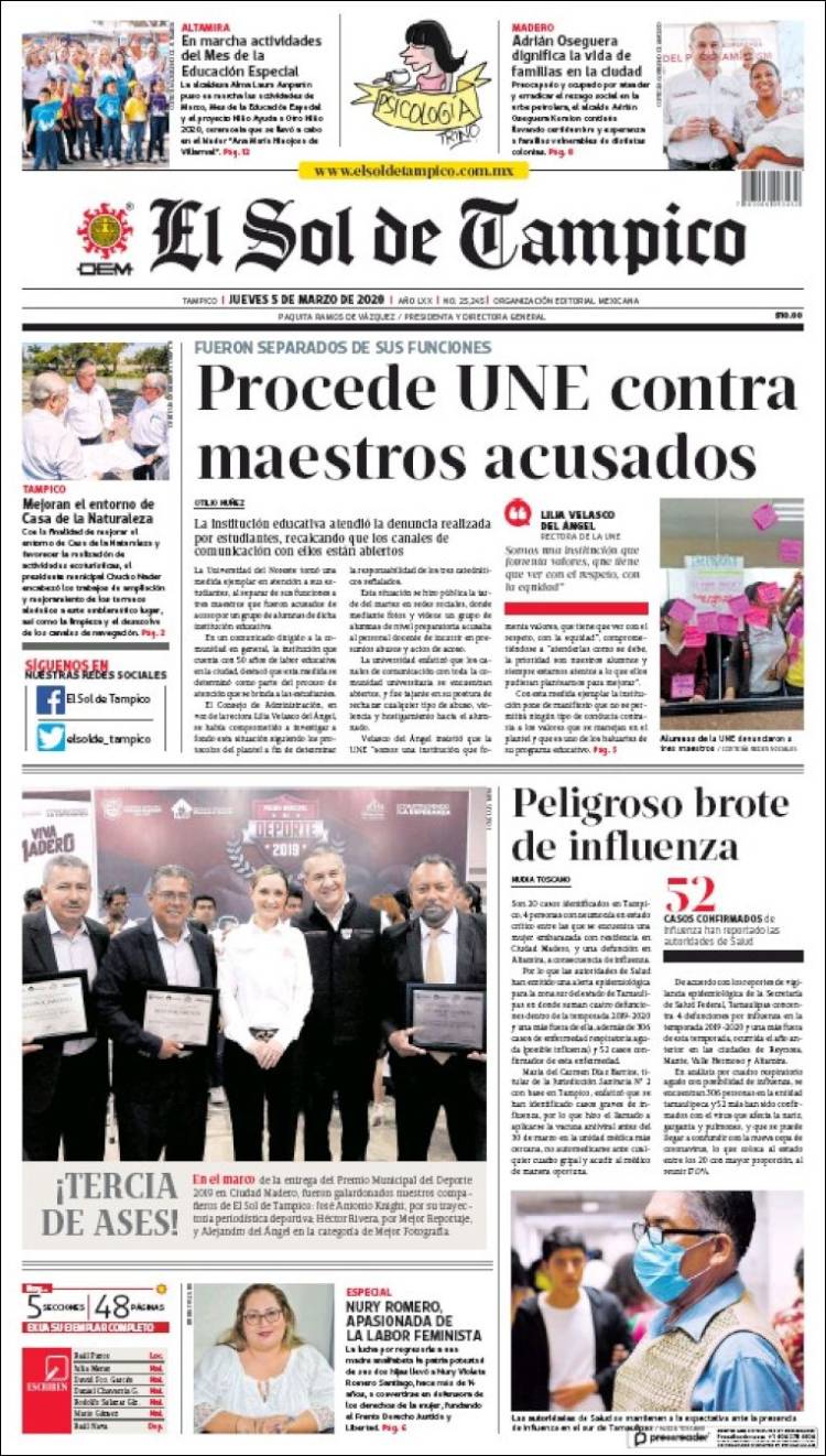 Portada de El Sol de Tampico (M&eacute;xico)