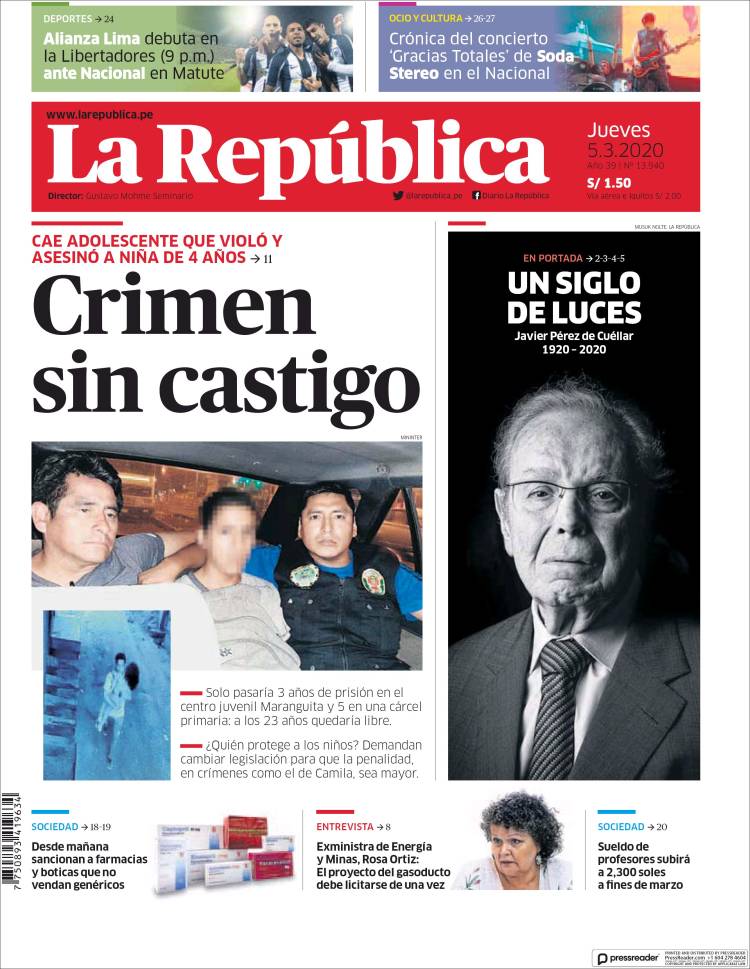 Portada de La Republica (Per&uacute;)