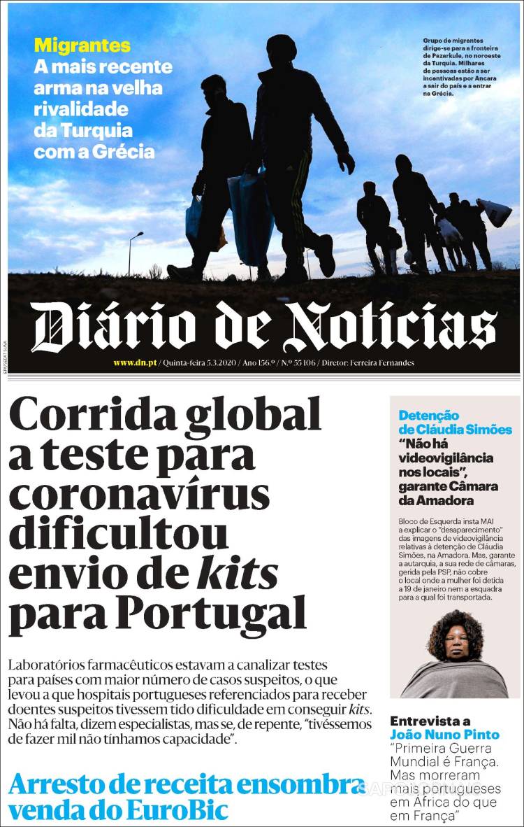 Portada de Diário de Noticias (Portugal)