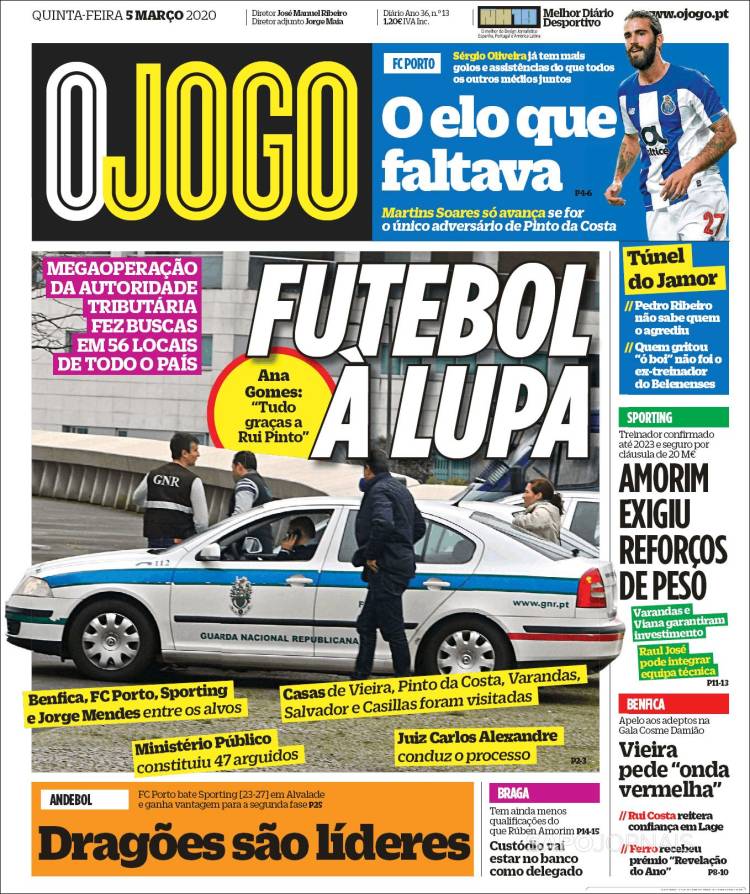 Portada de O Jogo (Portugal)