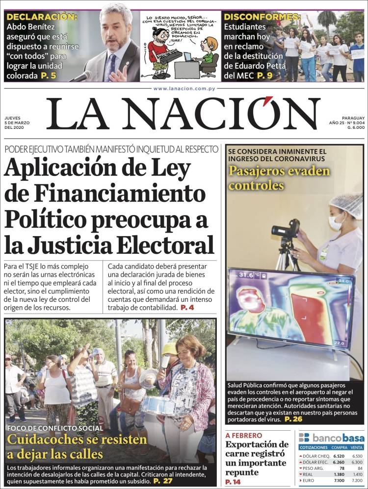 Portada de La Nación (Paraguay)