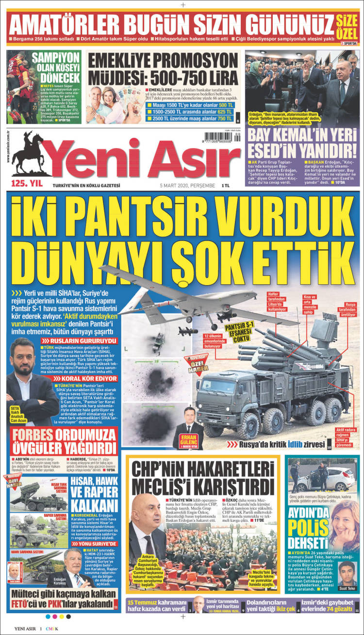 Portada de Yeni Asır (Turqu&iacute;a)