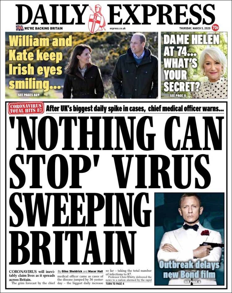 Portada de Daily Express (Reino Unido)
