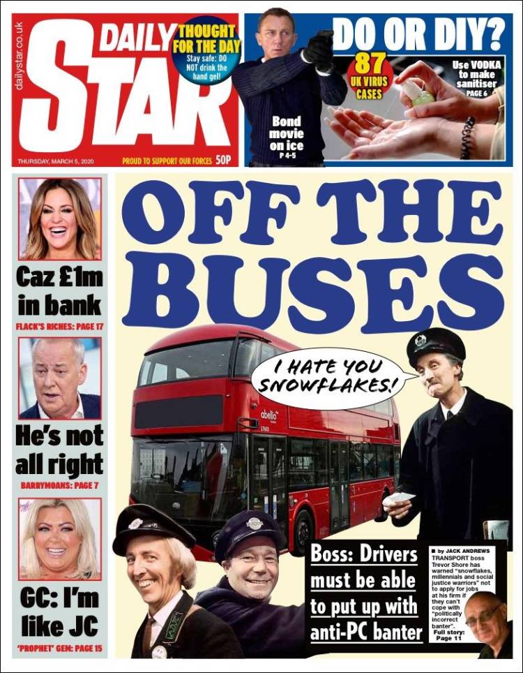 Portada de Daily Star (Reino Unido)