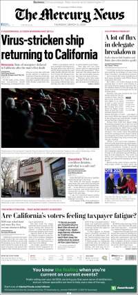 Portada de San Jose Mercury News (USA)