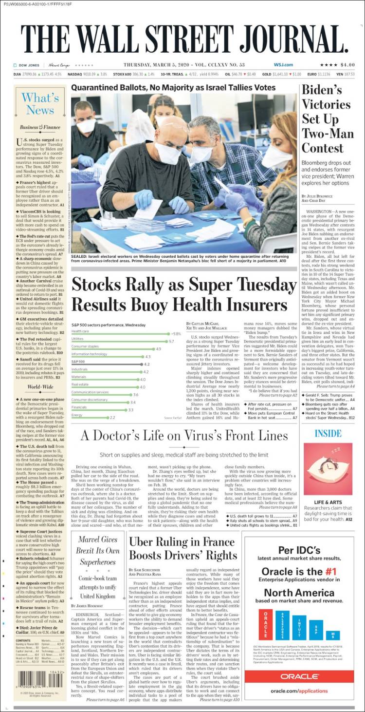 Portada de Wall Street Journal (USA)