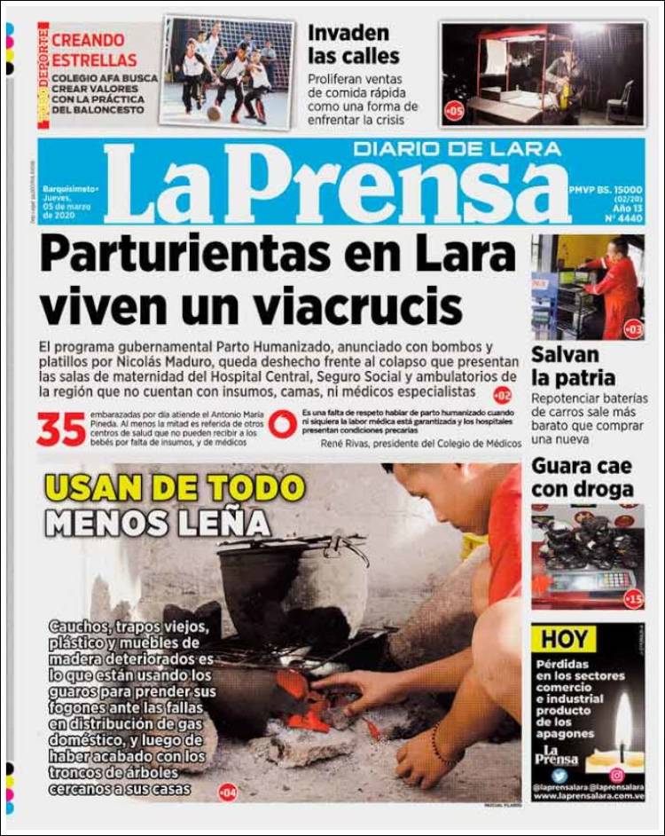Portada de La Prensa de Lara (Venezuela)