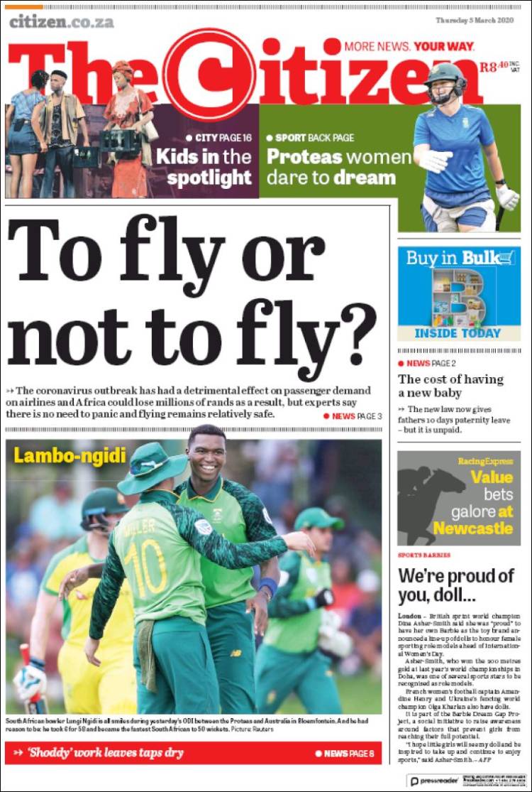 Portada de The Citizen (Sud&aacute;frica)