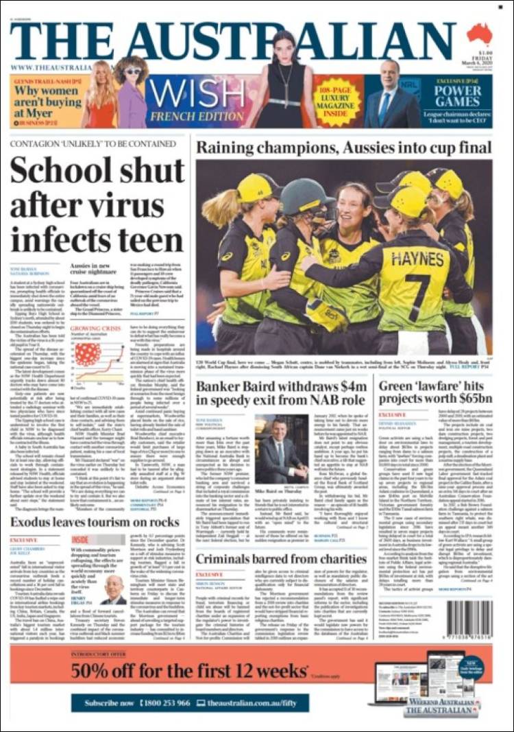 Portada de The Australian (Australia)