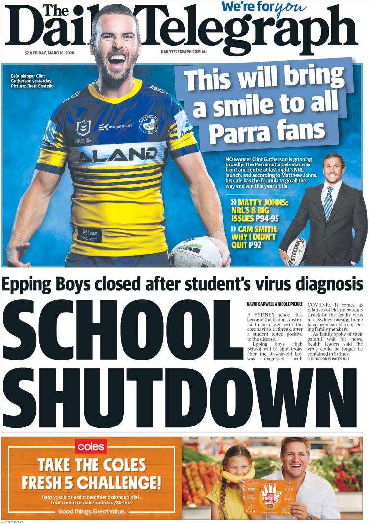 Portada de The Daily Telegraph (Australia)