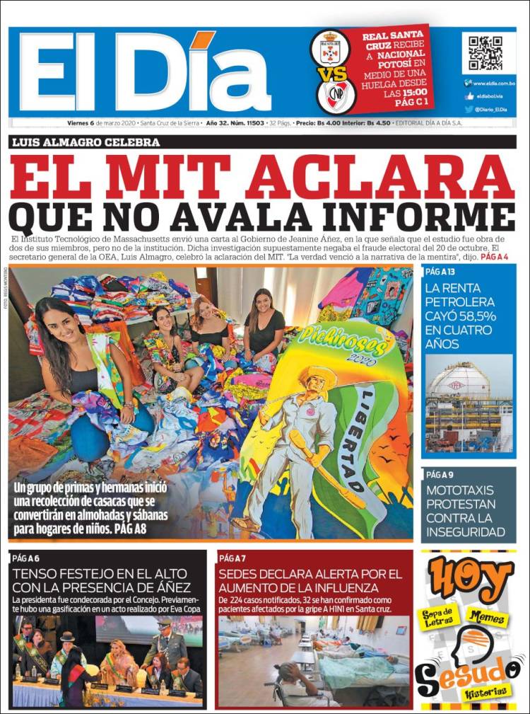 Portada de El Día (Bolivia)