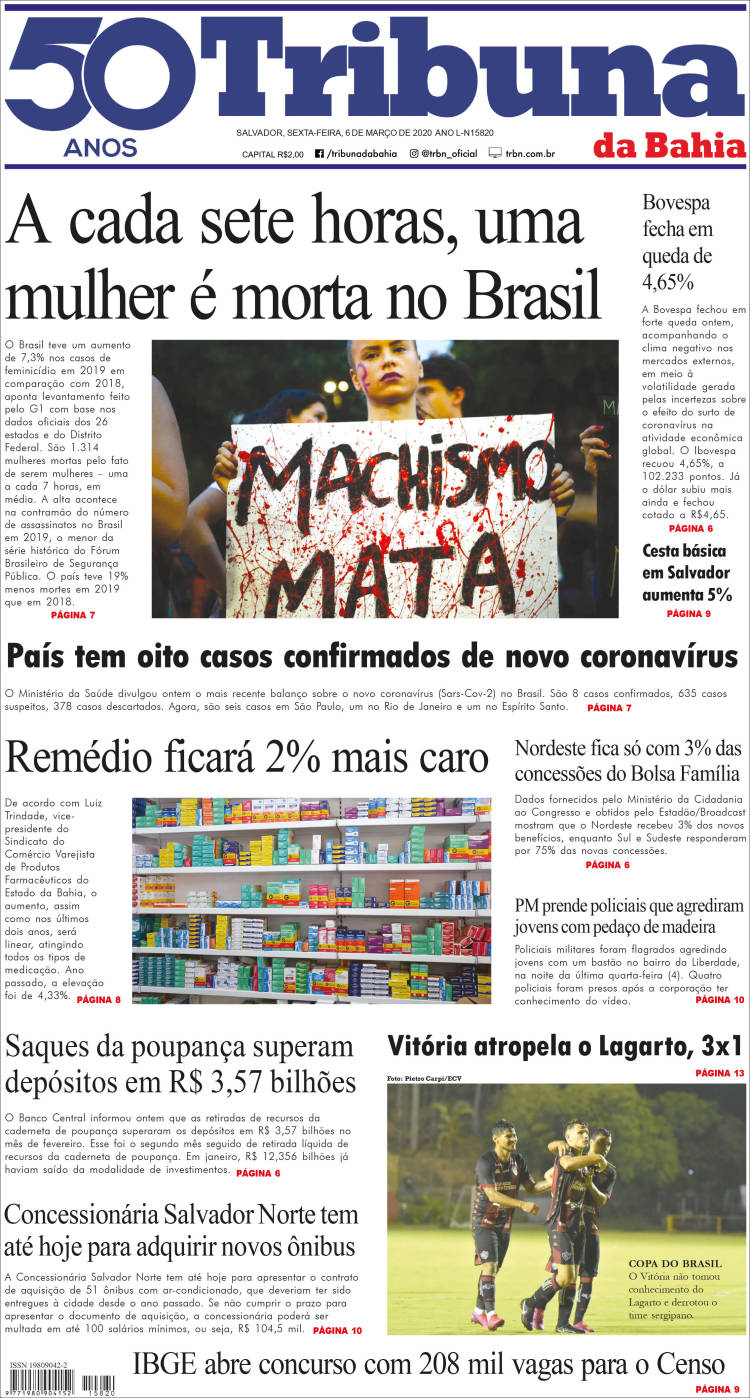Portada de Tribuna da Bahia (Brasil)