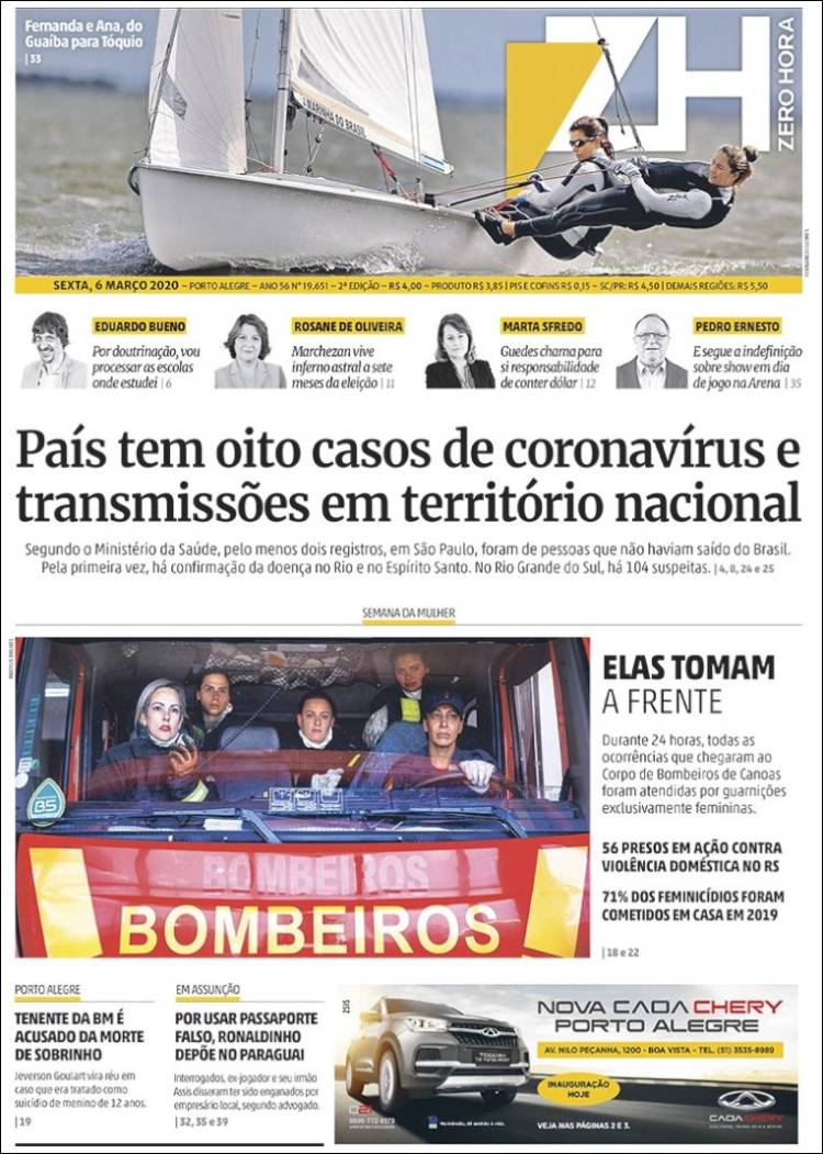 Portada de Zero Hora (Brasil)