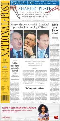 Portada de The National Post (Canada)