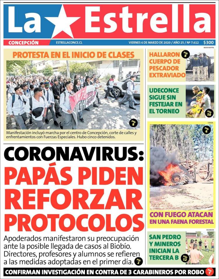 Portada de La Estrella de Concepción (Chile)