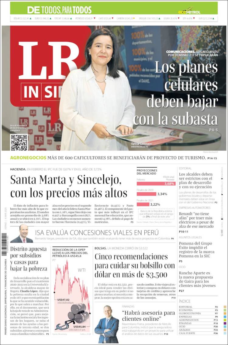 Portada de La Republica (Colombia)