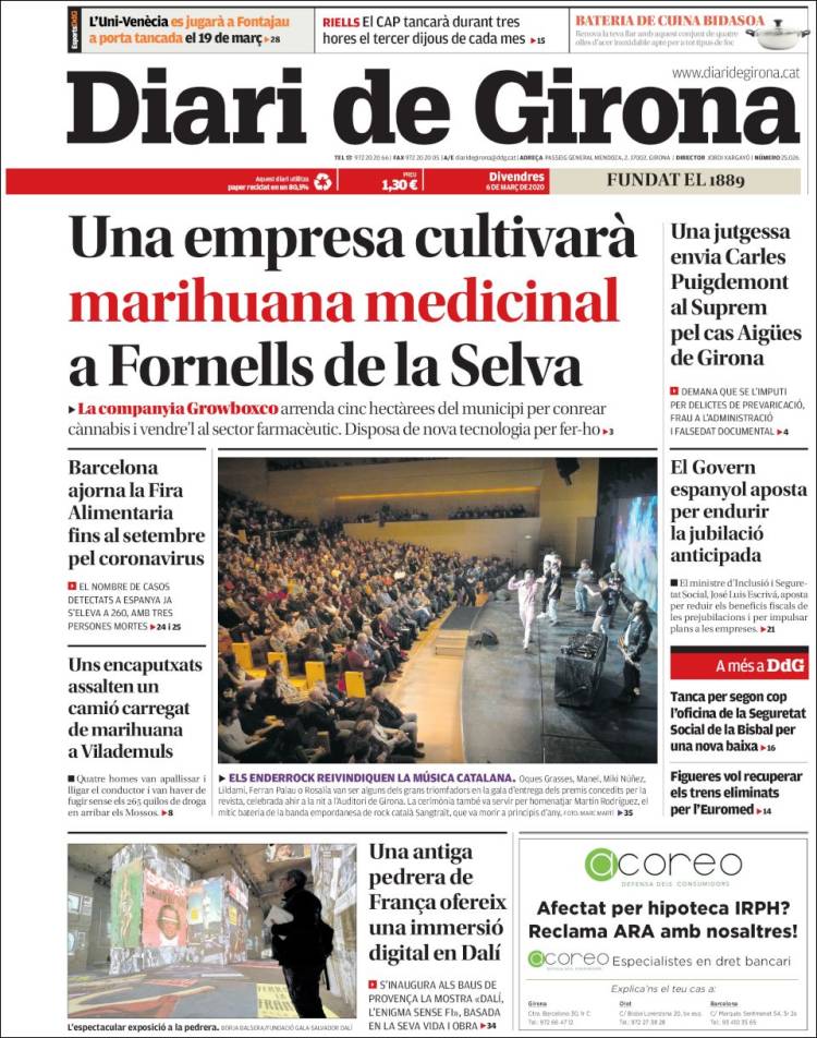 Portada de Diari de Girona (España)