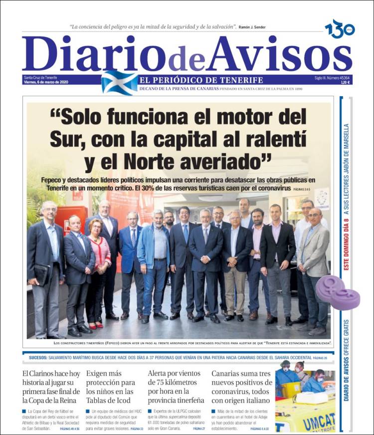 Portada de Diarios de Avisos (España)
