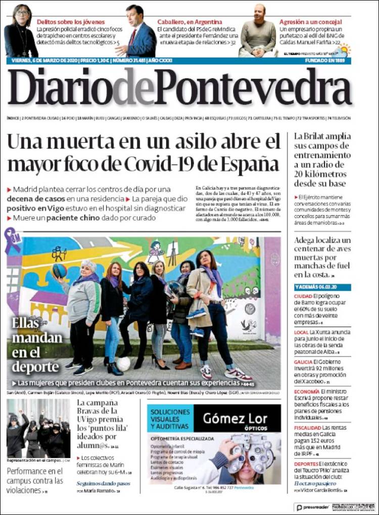 Portada de Diario de Pontevedra (España)