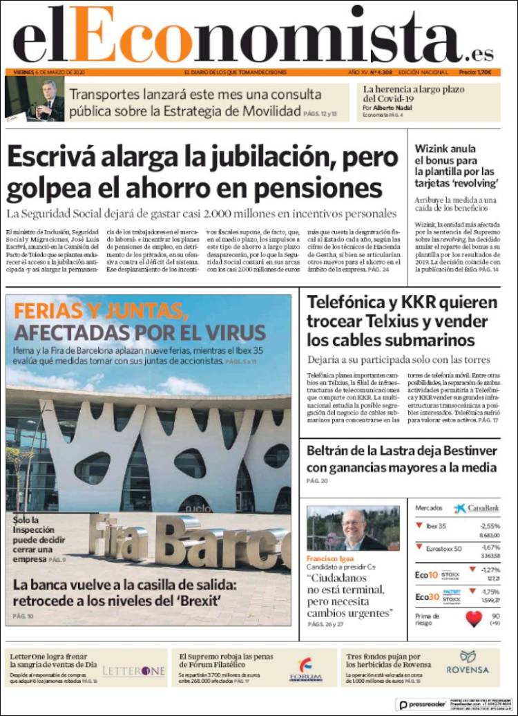 Portada de El Economista (Espa&ntilde;a)