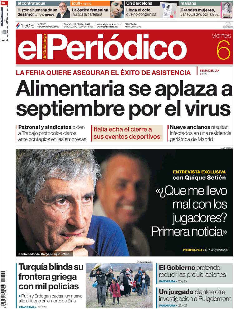 Portada de El Periódico (España)