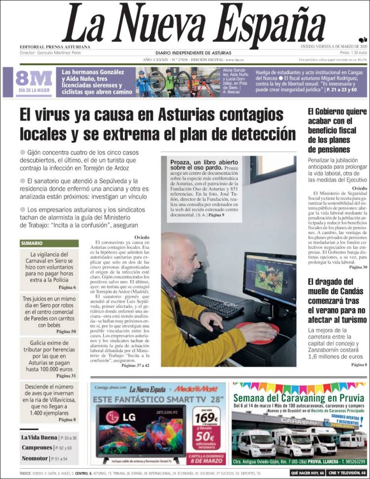 Portada de La Nueva España (España)