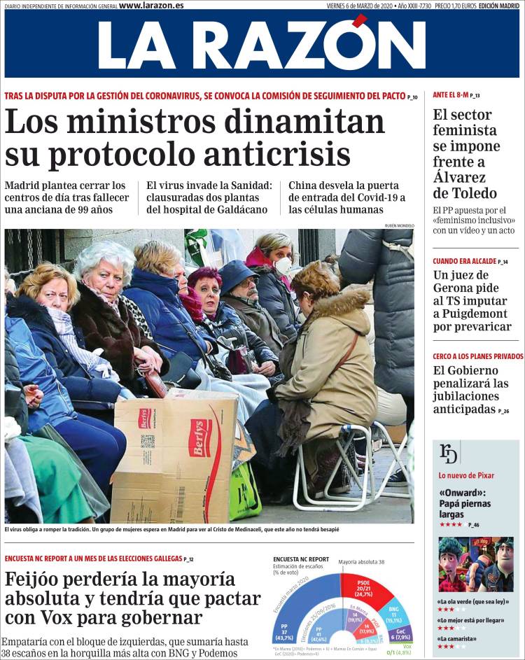 Portada de La Razón (España)
