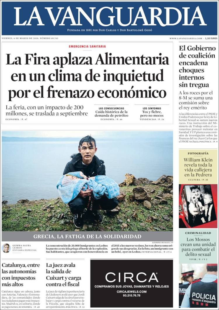Portada de La Vanguardia (España)
