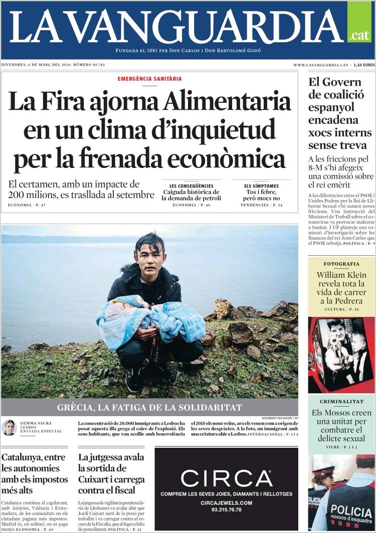 Portada de La Vanguardia (España)