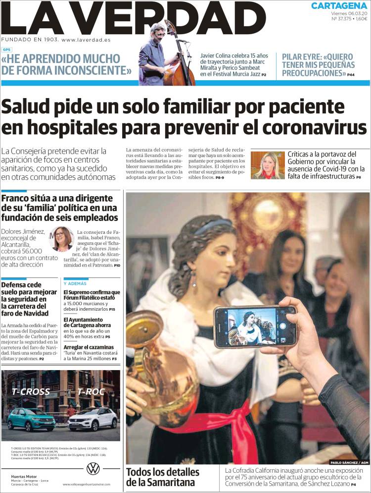 Portada de La Verdad de Cartagena (España)