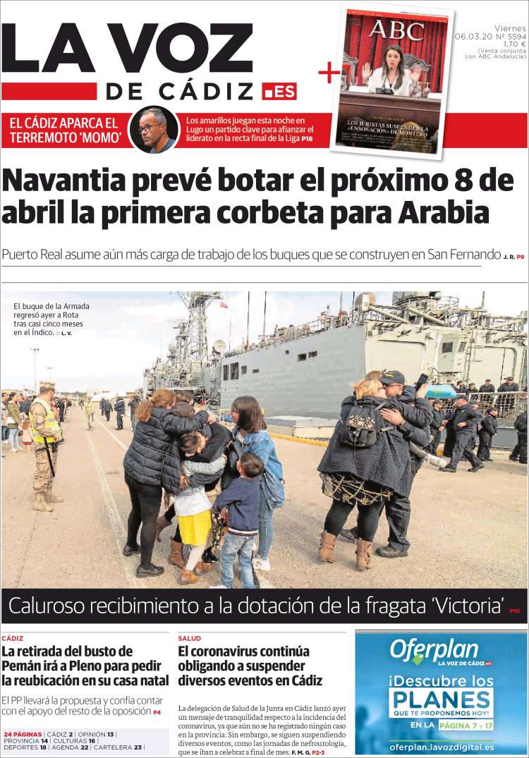 Portada de La Voz de Cádiz (España)