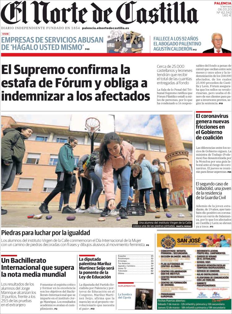 Portada de Norte de Castilla - Palencia (España)