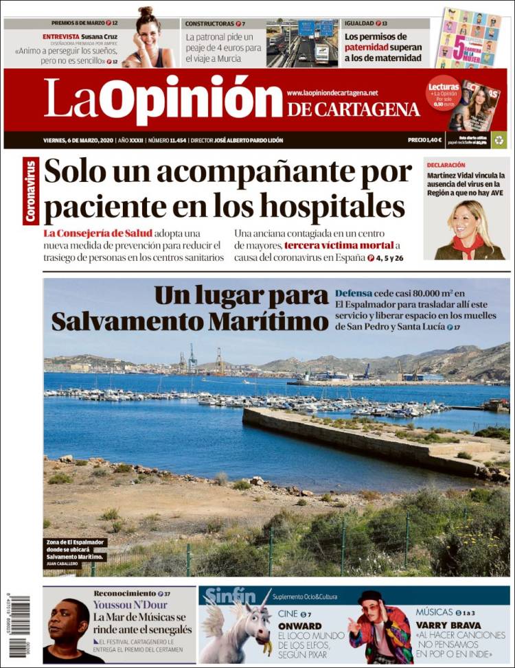 Portada de La Opinión de Murcia (España)