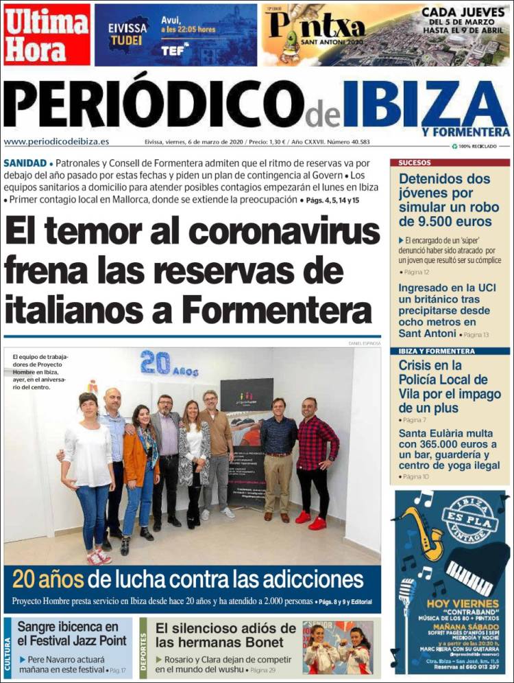Portada de Periódico de Ibiza (España)
