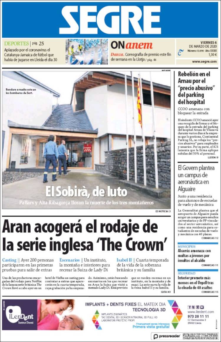 Portada de Segre  (España)