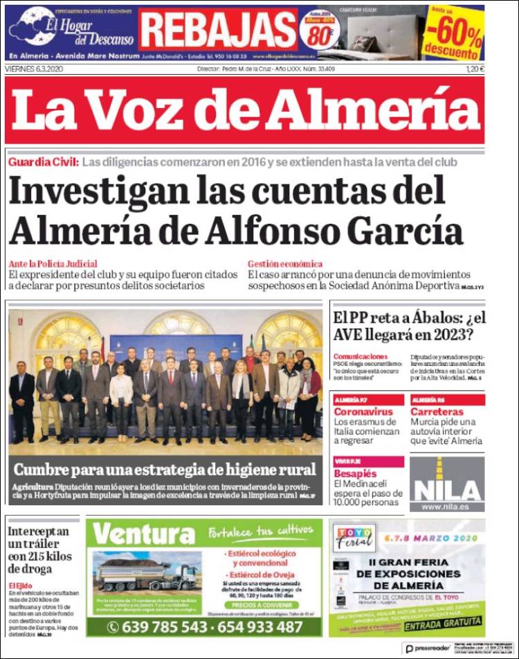 Portada de La Voz de Almería (España)