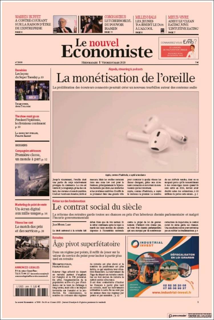 Portada de Le nouvel Economiste (France)