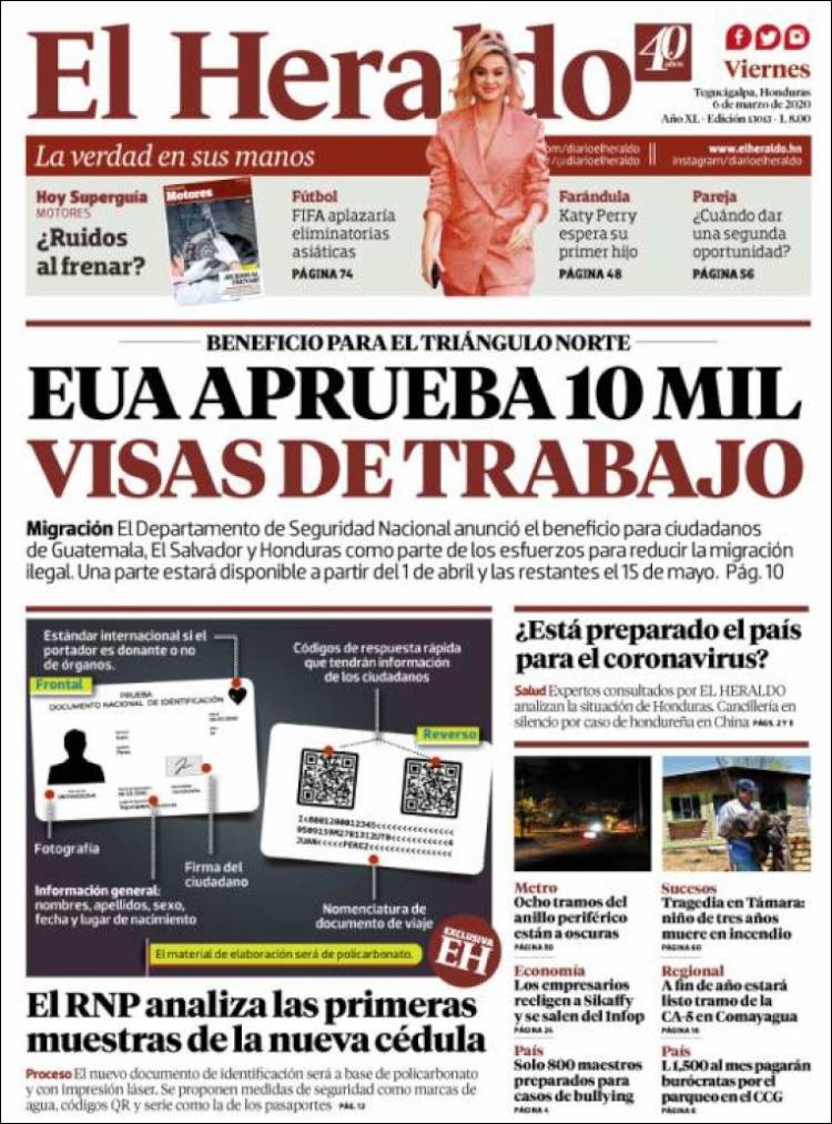 Portada de El Heraldo (Honduras)