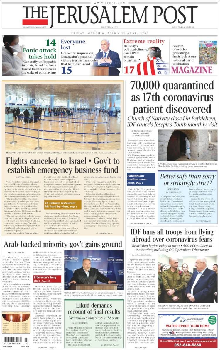 Portada de The Jerusalem Post (Israel)