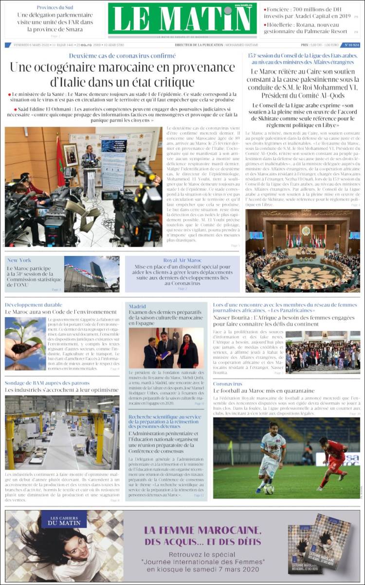 Portada de Le Matin (Marruecos)