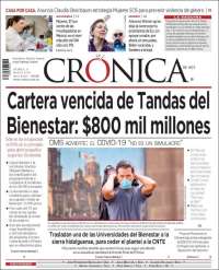 Portada de La Crónica de Hoy (México)