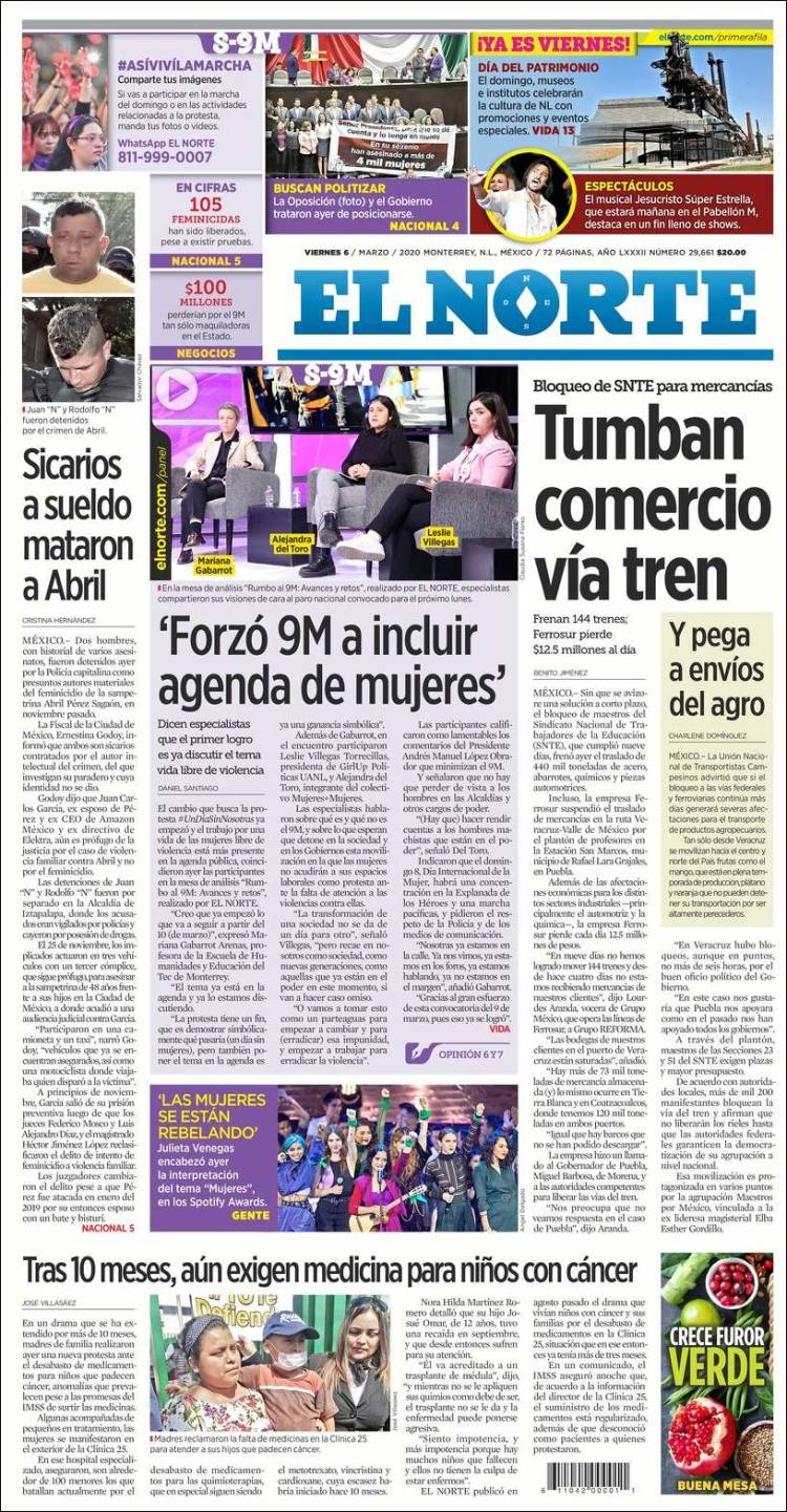 Portada de El Norte (México)