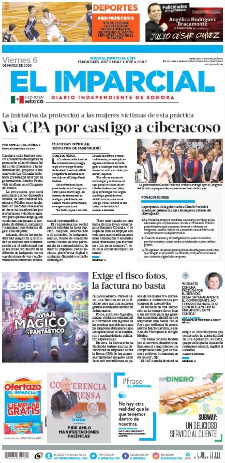 Portada de El Imparcial (México)
