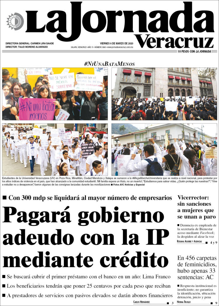 Portada de La Jornada Veracruz (México)