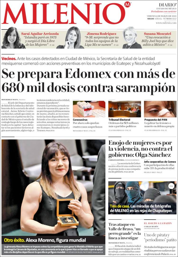 Portada de Milenio - Estado de México (México)