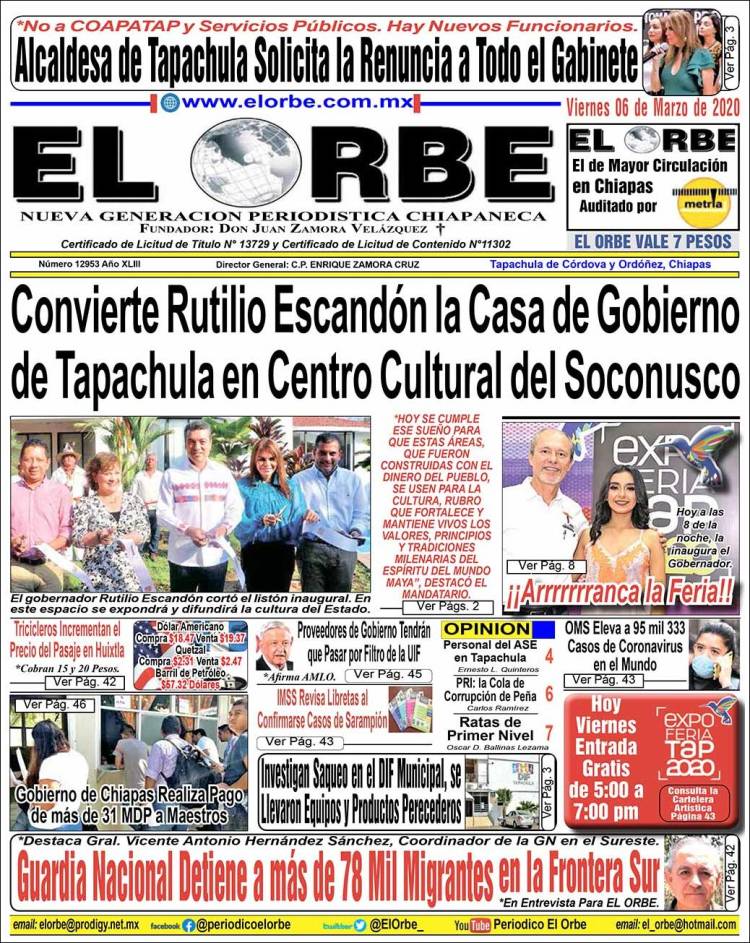 Portada de El Orbe (México)